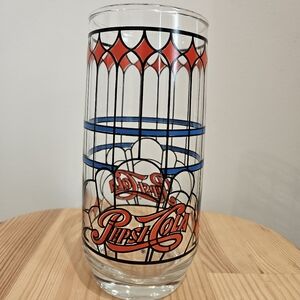 Pepsi Cola Vintage Glass with Red and Blue Accents